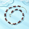 Natural Garnet Chip and Teardrop ABS Imitation Pearl & White Starfish Synthetic Turquoise Beaded Necklaces for Women NJEW-JN05765-1