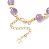 Natural Amethyst & Brass Beaded Bracelets for Women BJEW-JB12942-02-4