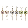304 Stainless Steel with Glass Beads Dangle Earrings EJEW-MZ00808-4