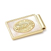 Brass Pave Natural White Shell Religion Rectangle Pendants KK-Q068-32A-G-2
