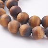 Frosted Natural Tiger Eye Round Bead Strands G-M064-14mm-02-3