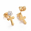 Cross SteelStud Earrings EJEW-C019-18G-2