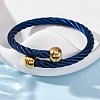 304 Stainless Steel Torque Bangles for Women BJEW-P310-22BL-2