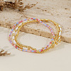 3Pcs 3 Styles Glass Seed Beads & Brass Beads Stretch Bracelets Set for Women VQ8944-1-3