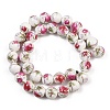 Handmade Flower Printed Porcelain Ceramic Beads Strands PORC-M007-10mm-17-4