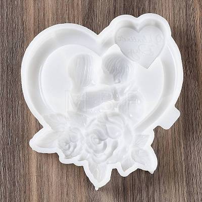 Valentine's Day Heart Couple Rose DIY Wall Decoration Statue Silicone Molds SIL-F007-09-1