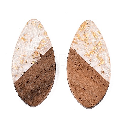 Transparent Resin and Walnut Wood Pendants RESI-T057-05N-1