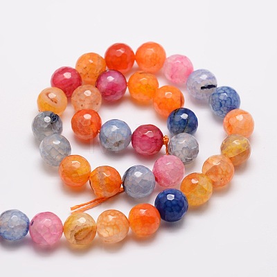 Dyed Natural Agate Faceted Round Beads Strands G-E320E-8mm-01-1