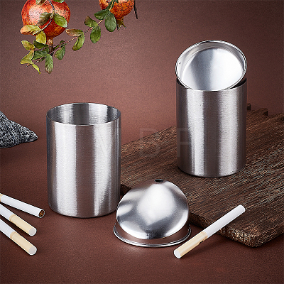 304 Stainless Steel Car Ashtray with Lid AJEW-WH0307-36-1