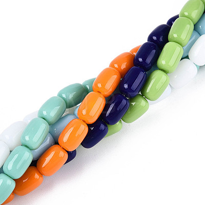 Opaque Solid Color Glass Beads Strands GLAA-N058-6x9mm-B01-1