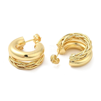 Rack Plating Brass Round Stud Earrings EJEW-D068-04G-1