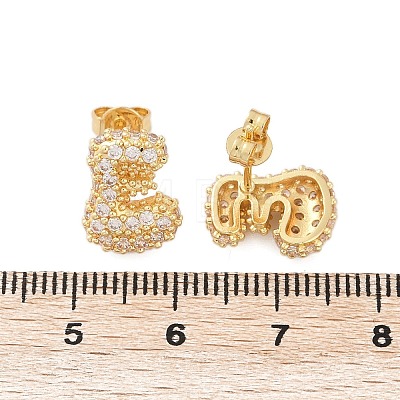 Brass Micro Pave Cubic Zirconia Stud Earrings EJEW-Z091-04G-E-1