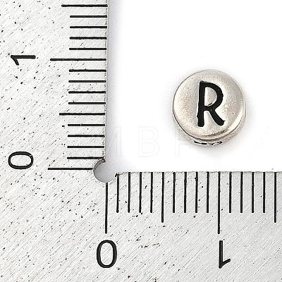 925 Sterling Silver Flat Round with Letter Beads STER-G044-01AS-R-1