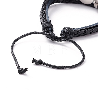 PU Leather Braided Cord Multi-strand Bracelet BJEW-F427-01G-1