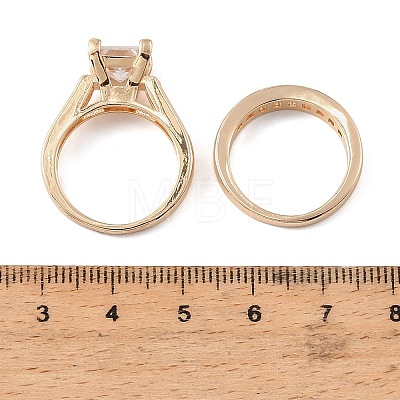 Brass Micro Pave Cubic Zirconia Finger Rings CU-Z001-02G-02-1