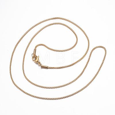 304 Stainless Steel Box Chain Necklaces NJEW-E087-02G-1