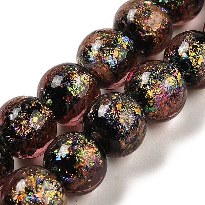 Handmade Dichroic Foil Glass Beads Strands DICH-U001-05G-1