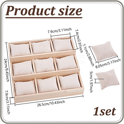 3-Tier 9 Grids Wood Bracelet Display Stands BDIS-WH0003-33A-1