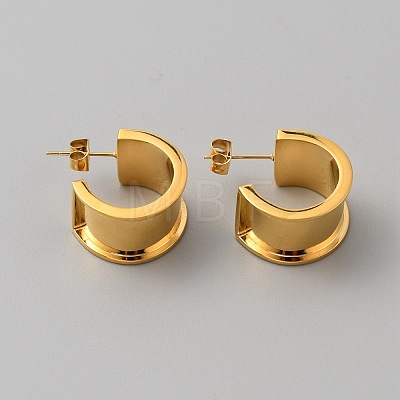 Stainless Steel Round Stud Earring Finding STAS-WH0016-55G-1