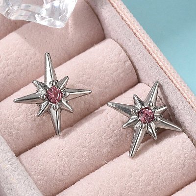 Rhinestone Star Clip-on Earrings EJEW-B116-01P-03-1