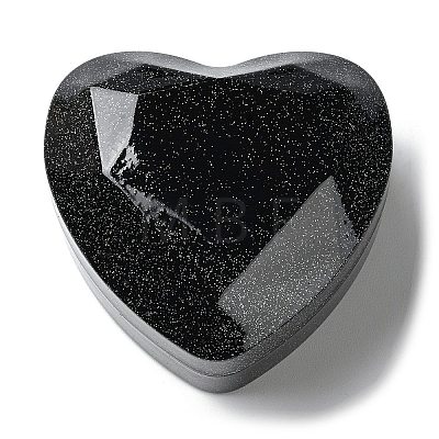 Glitter Heart Shaped Plastic Couple Ring Storage Boxes CON-C020-01F-1