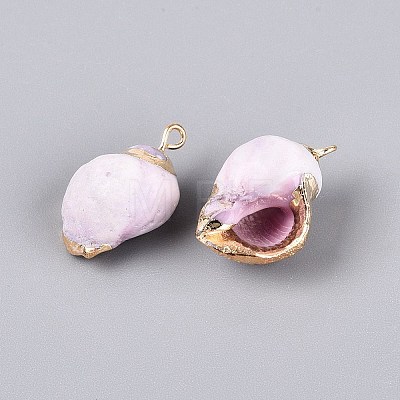Electroplate Natural Sea Shell Pendants BSHE-Q020-02-1