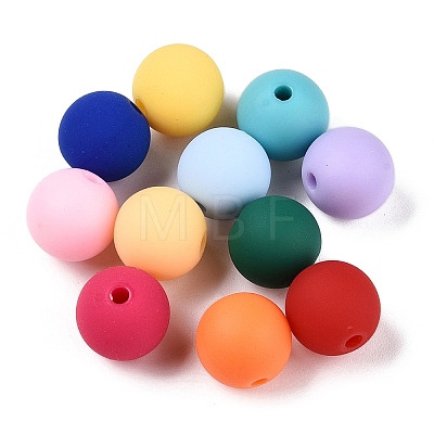 Rubberized Style Imitated Silicone Acrylic Beads MACR-T048-01C-07-1