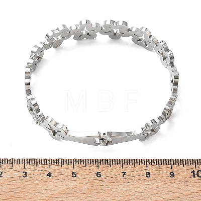 Hollow Flower 304 Stainless Steel Bangles for Women BJEW-A166-02P-1