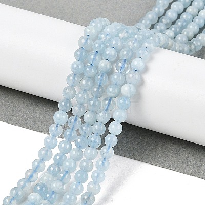 Grade A Natural Aquamarine Round Bead Strands G-L417-13-A02-1