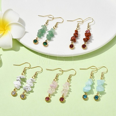 Natural & Synthetic Mixed Gemstone Chips Dangle Earrings for Women EJEW-JE05656-1