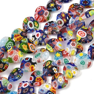 Handmade Millefiori Glass Heart Bead Strands LK-P017-14-1