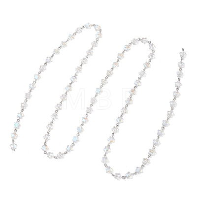 Iron Glass Handmade Star Link Chains AJEW-JB01435-02-1
