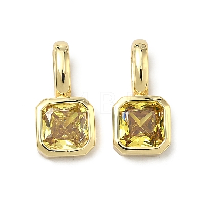 Brass Micro Pave Cubic Zirconia Charms KK-G555-21G-09-1