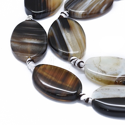 Natural Banded Agate/Striped Agate Beads Strands G-I245-58C-1