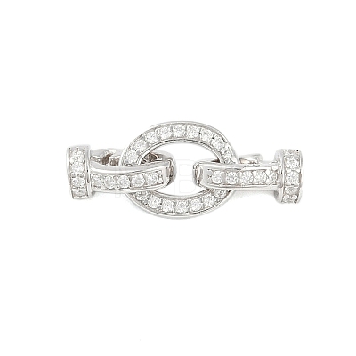 Anti-Tarnish 925 Sterling Silver Micro Pave Clear Cubic Zirconia Fold Over Clasps STER-P060-45P-1