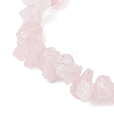 Natural Rose Quartz Chips Stretch Bracelets BJEW-JB09754-01-1