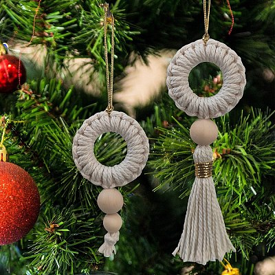 Handmade Cotton Woven Christmas Wreath Macrame Pendant Decorations PW-WGD54F2-01-1