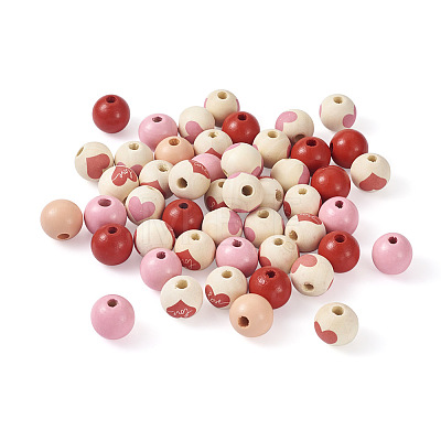 Beadthoven 120Pcs 6 Style Wood Bead and Painted Natural Wood Beads WOOD-BT0001-10-1