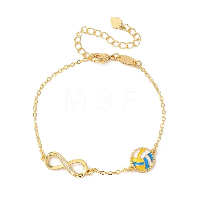 Sports Brass Micro Pave Cubic Zirconia Infinity Link Bracelets BJEW-D386-01B-G-1