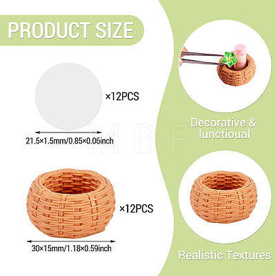 12Pcs Miniature Resin Basket DIY-TA0016-07-1