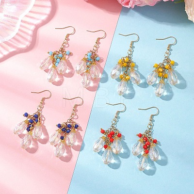Glass Teardrop Dangle Earrings EJEW-JE06835-1