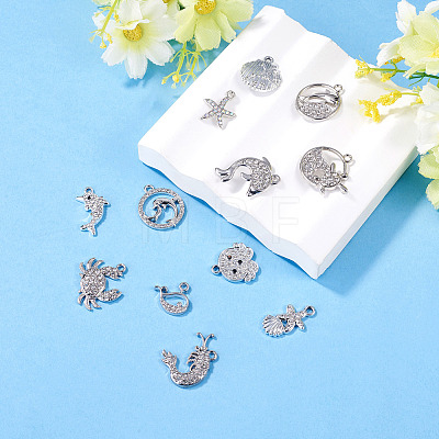 12Pcs 12 Styles Alloy Rhinestone Pendants FIND-TAD0001-02-1
