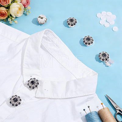 6Pcs Brass Rhinestone Cufflinks BUTT-NB0002-18-1