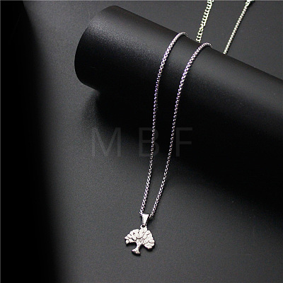 304 Stainless Steel Tree of Life Pendant Box Chain Necklaces for Women WG20AFF-01-1