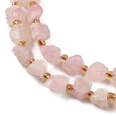 Raw Rough Natural Madagascar Rose Quartz Beads Strands G-D101-A14-1