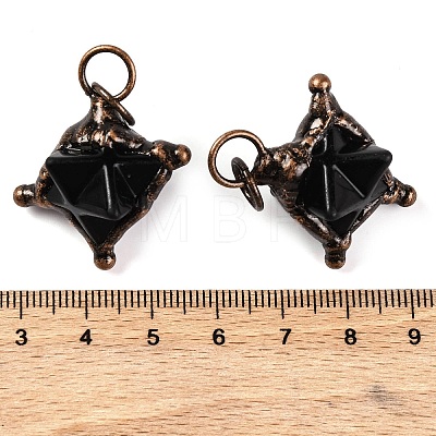 Natural Obsidian Merkaba Star Pendants G-C144-01R-01-1