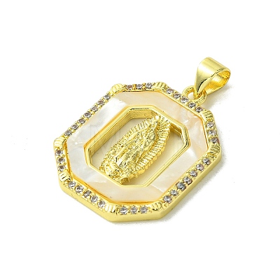 Real 18K Gold Plated Brass Micro Pave Cubic Zirconia Pendants KK-H472-14G-03-1