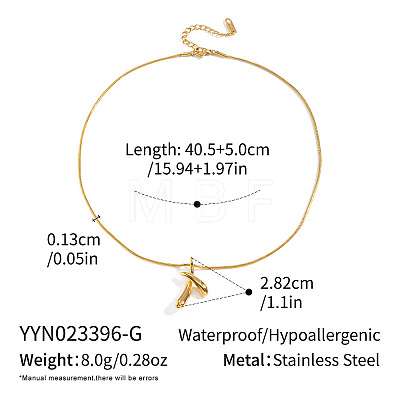 304 Stainless Steel Cross Teardrop Pendant Necklaces for Women LV5692-1-1
