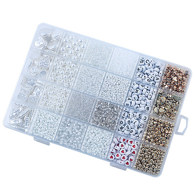 DIY 24 Style Acrylic & ABS Beads Jewelry Making Finding Kit DIY-NB0012-02K-1