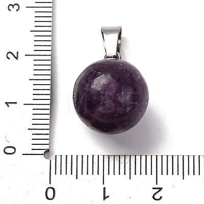 Round Natural Lepidolite Pendants G-Q434-20-1